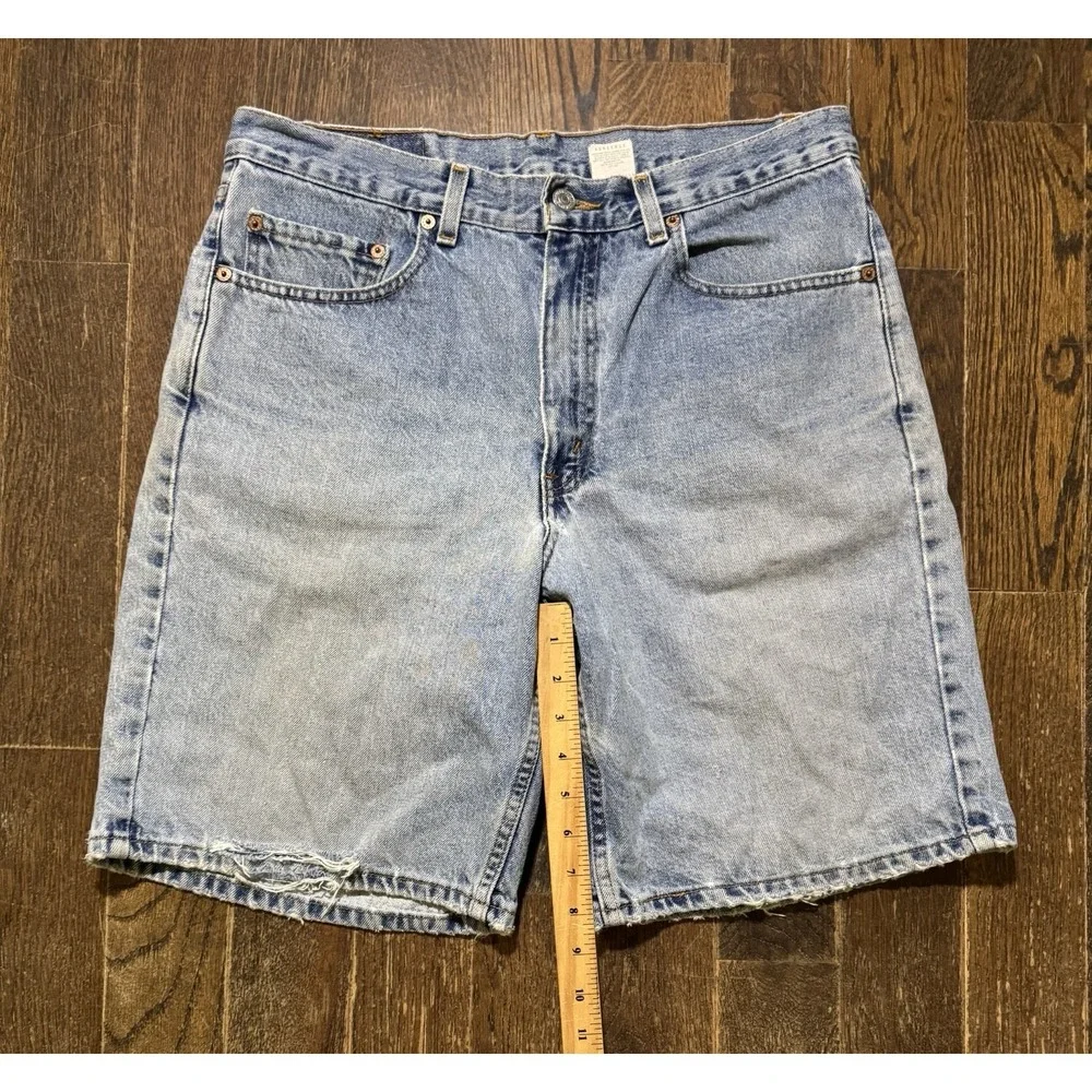 Levi's 550 Relaxed Fit Denim Shorts Mens 34 Light Wash Good Distressed Vintage
